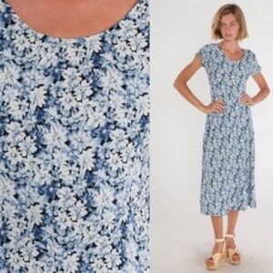 1990s All That Jazz Ditsy Floral Midi Dress